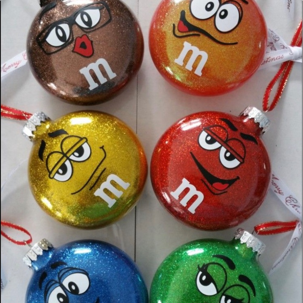 Custom made M & M Christmas ornaments